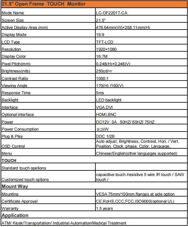 specs of 21.5 specs of 21.5